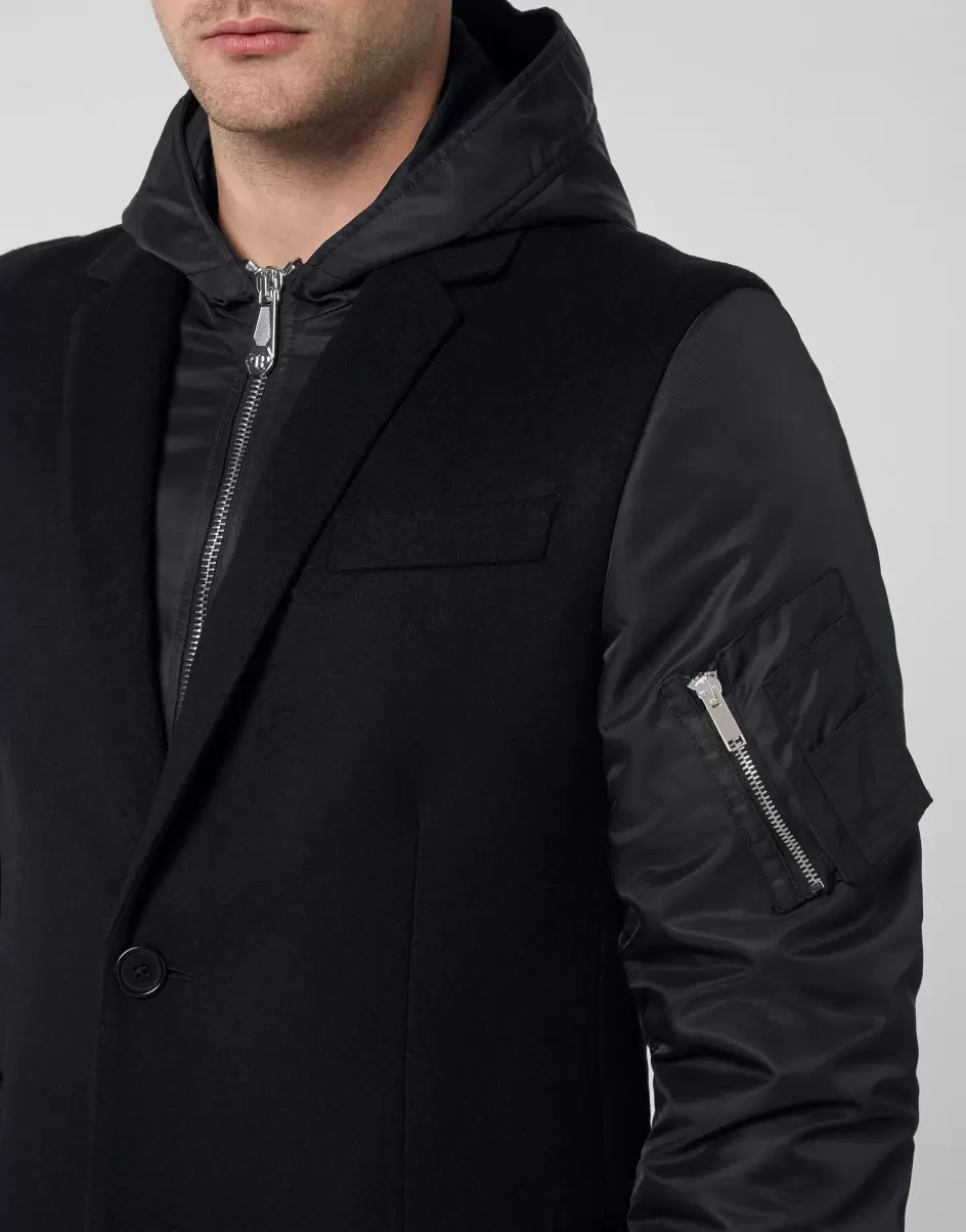 Herren Philipp Plein Long Hoodie Coat Oberbekleidung & Mäntel Verkaufspreis Black - 4