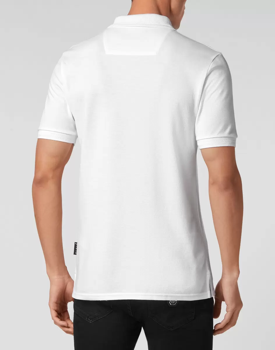 Empfehlen Herren Slim Fit Polo Shirt Snake Philipp Plein White Poloshirts - 2