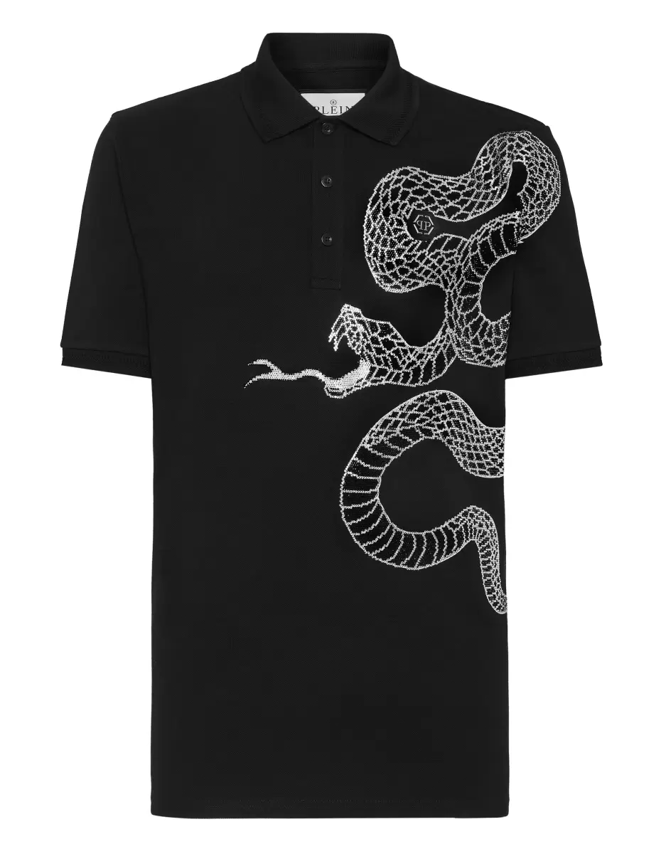 Philipp Plein Slim Fit Polo Shirt Ss Snake Preisniveau Herren Poloshirts Black
