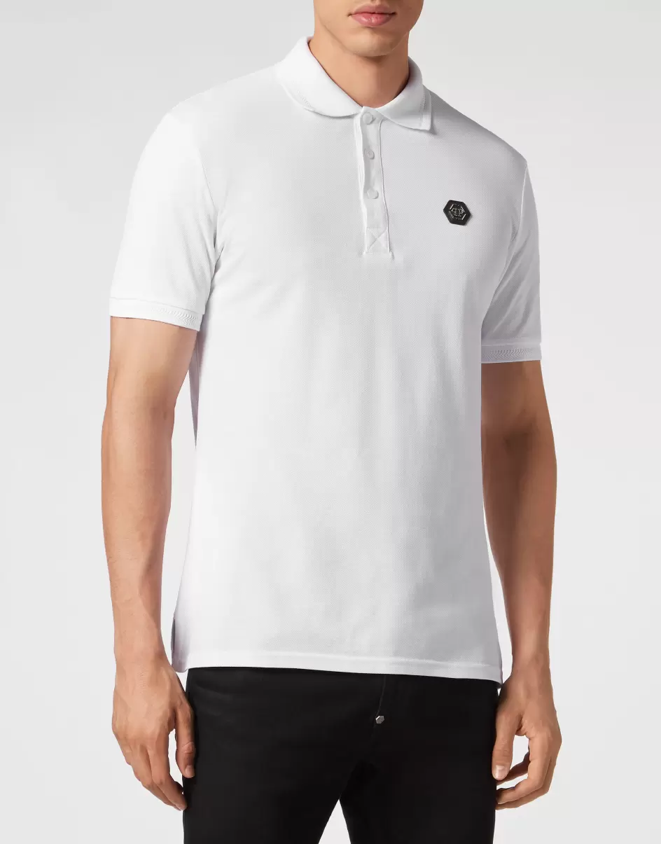 Philipp Plein White Herren Poloshirts Polo Shirt Ss Gothic Plein Markenstrategie - 1