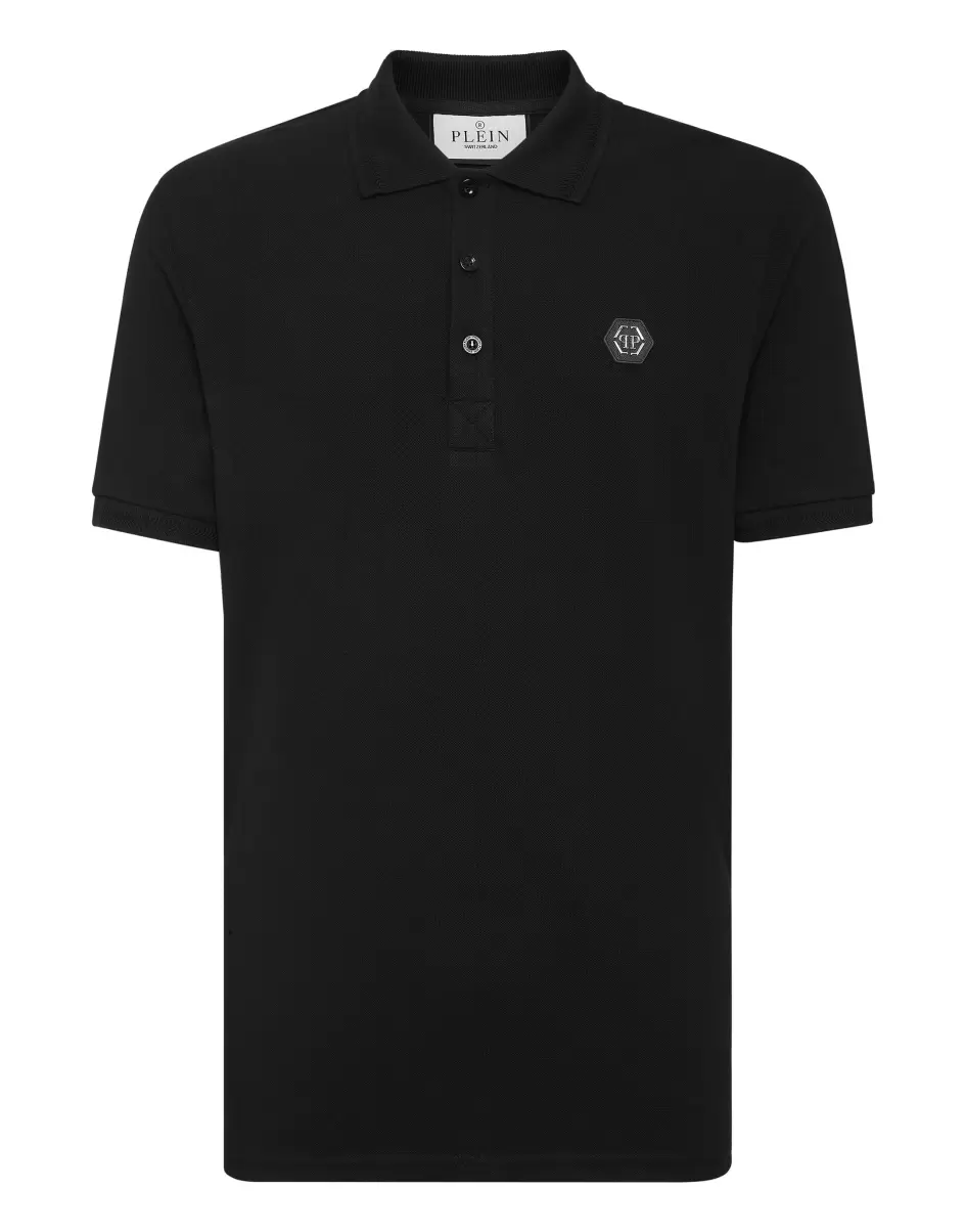 Philipp Plein Herren Polo Shirt Ss Hexagon Poloshirts 2024 Black