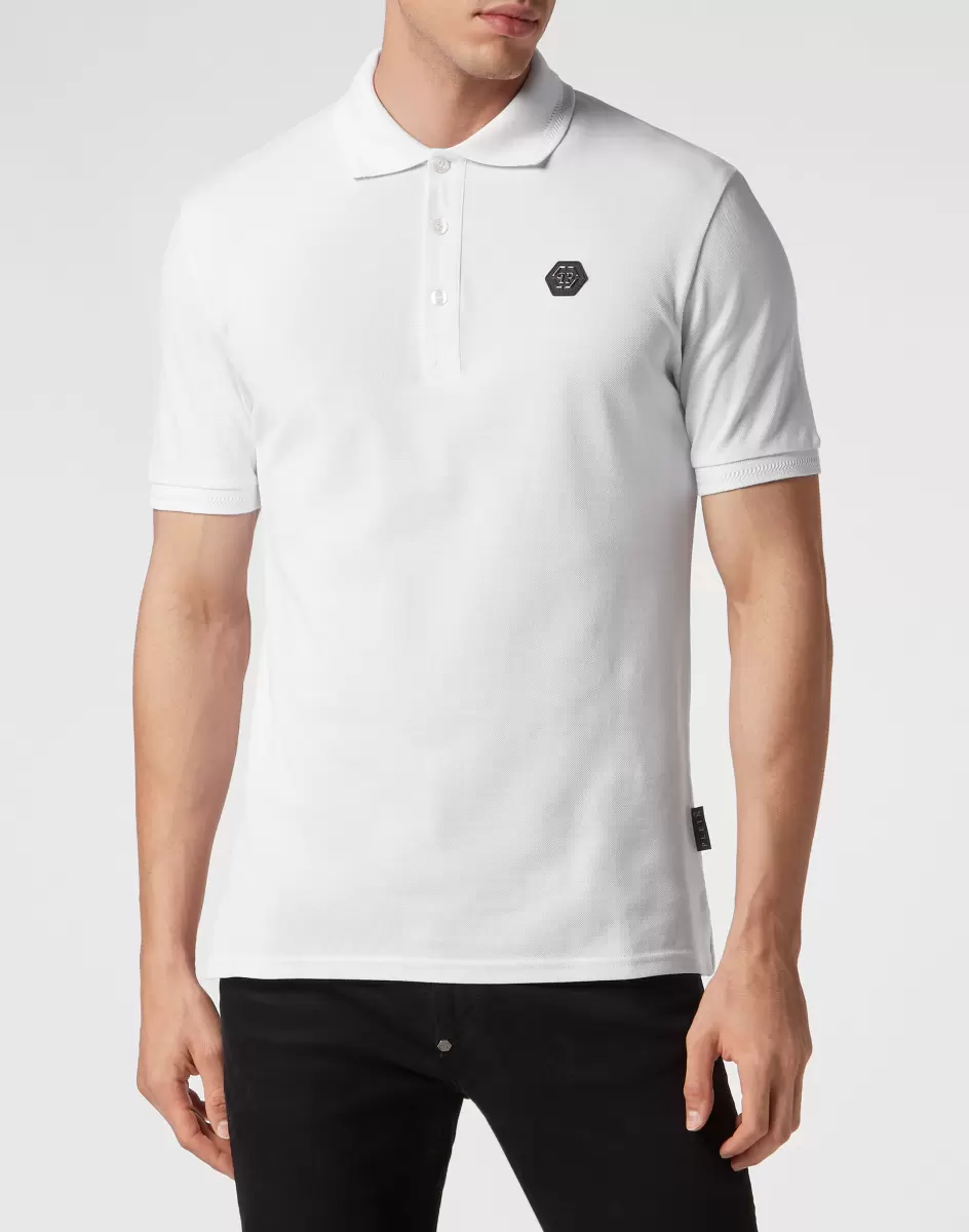Poloshirts Philipp Plein Herren Preisangebot Polo Shirt Ss Hexagon White - 1