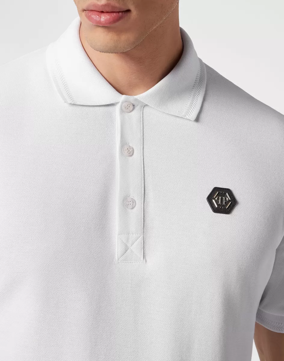 Poloshirts Philipp Plein Herren Preisangebot Polo Shirt Ss Hexagon White - 4