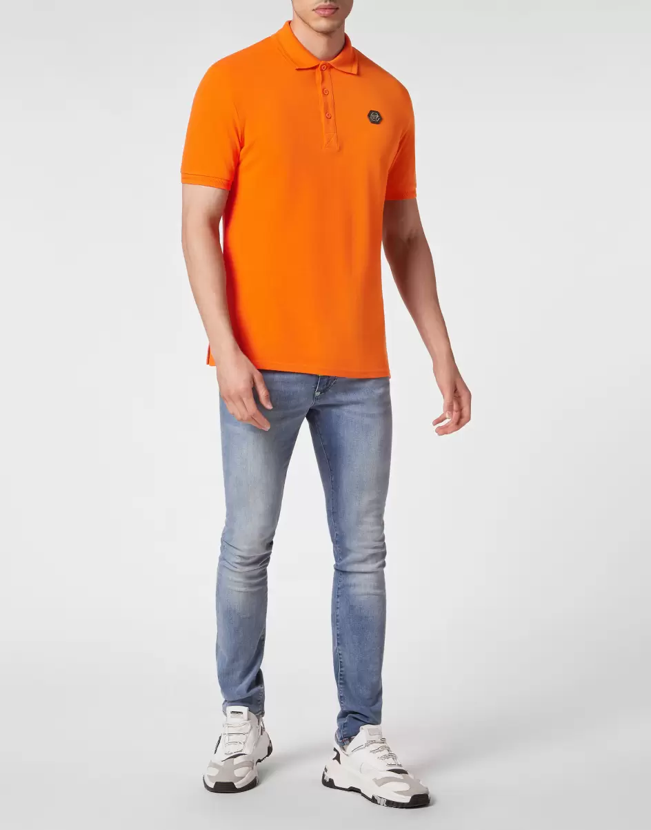 Poloshirts Herren Philipp Plein Orange Fluo Rabatt Polo Shirt Ss Gothic Plein - 3