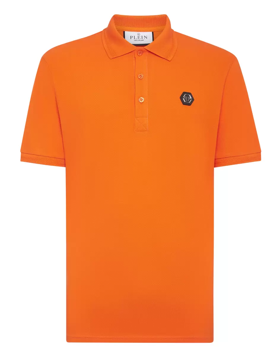 Poloshirts Herren Philipp Plein Orange Fluo Rabatt Polo Shirt Ss Gothic Plein