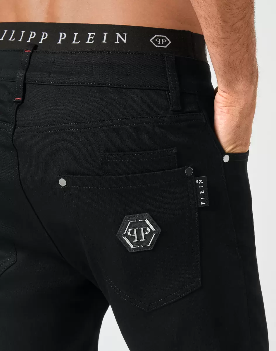 Speichern Noir Plein Denim Herren Denim Trousers Super Straight Cut Premium Hexagon Philipp Plein - 4