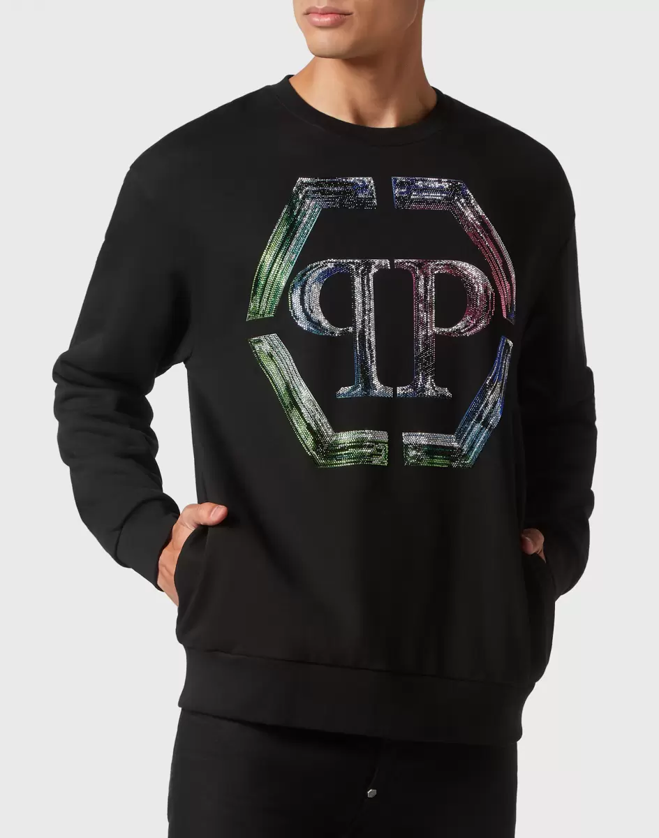 Sweatshirt Ls Pp Glass Street Couture Herren Philipp Plein Produktion Black / Multicolored - 1