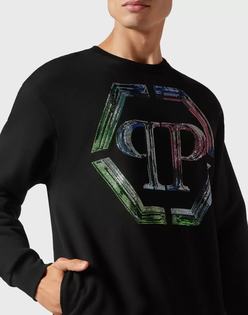 Sweatshirt Ls Pp Glass Street Couture Herren Philipp Plein Produktion Black / Multicolored - 4