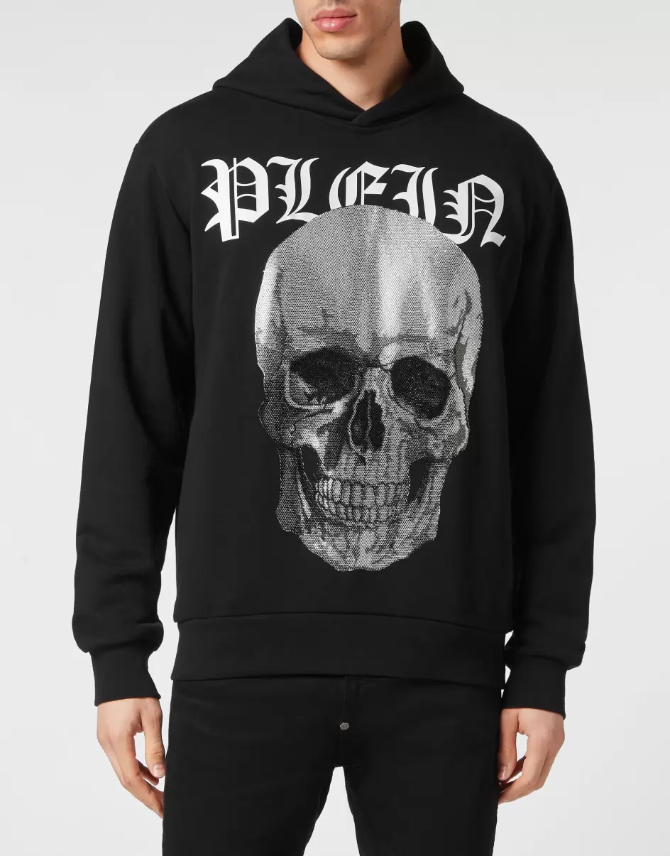 Black Herren Hoodie Sweatshirt With Crystals Skull Philipp Plein Verkauf Street Couture - 1