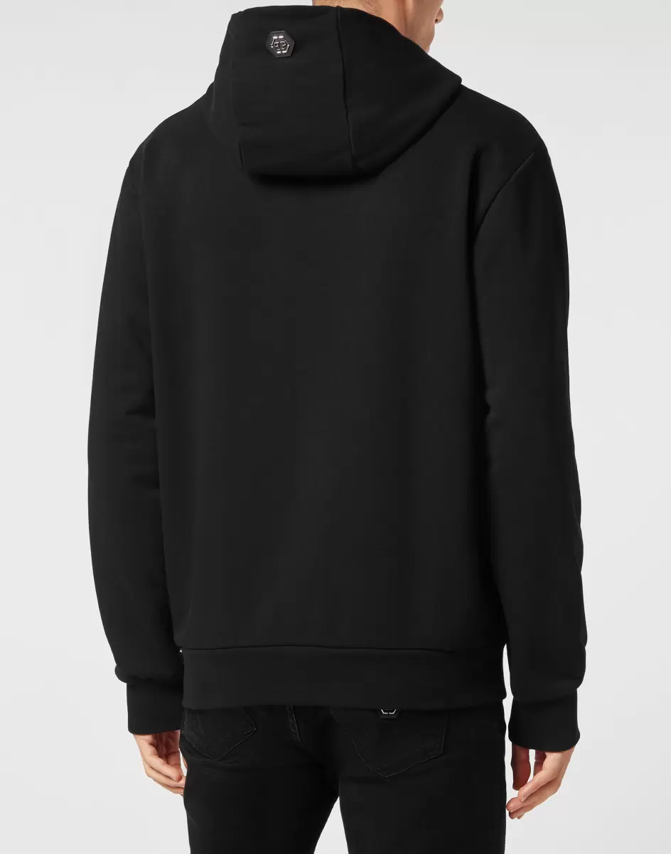 Black Herren Hoodie Sweatshirt With Crystals Skull Philipp Plein Verkauf Street Couture - 2