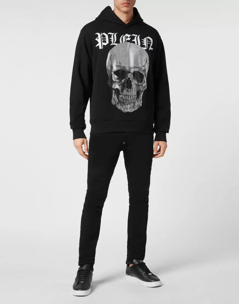 Black Herren Hoodie Sweatshirt With Crystals Skull Philipp Plein Verkauf Street Couture - 3