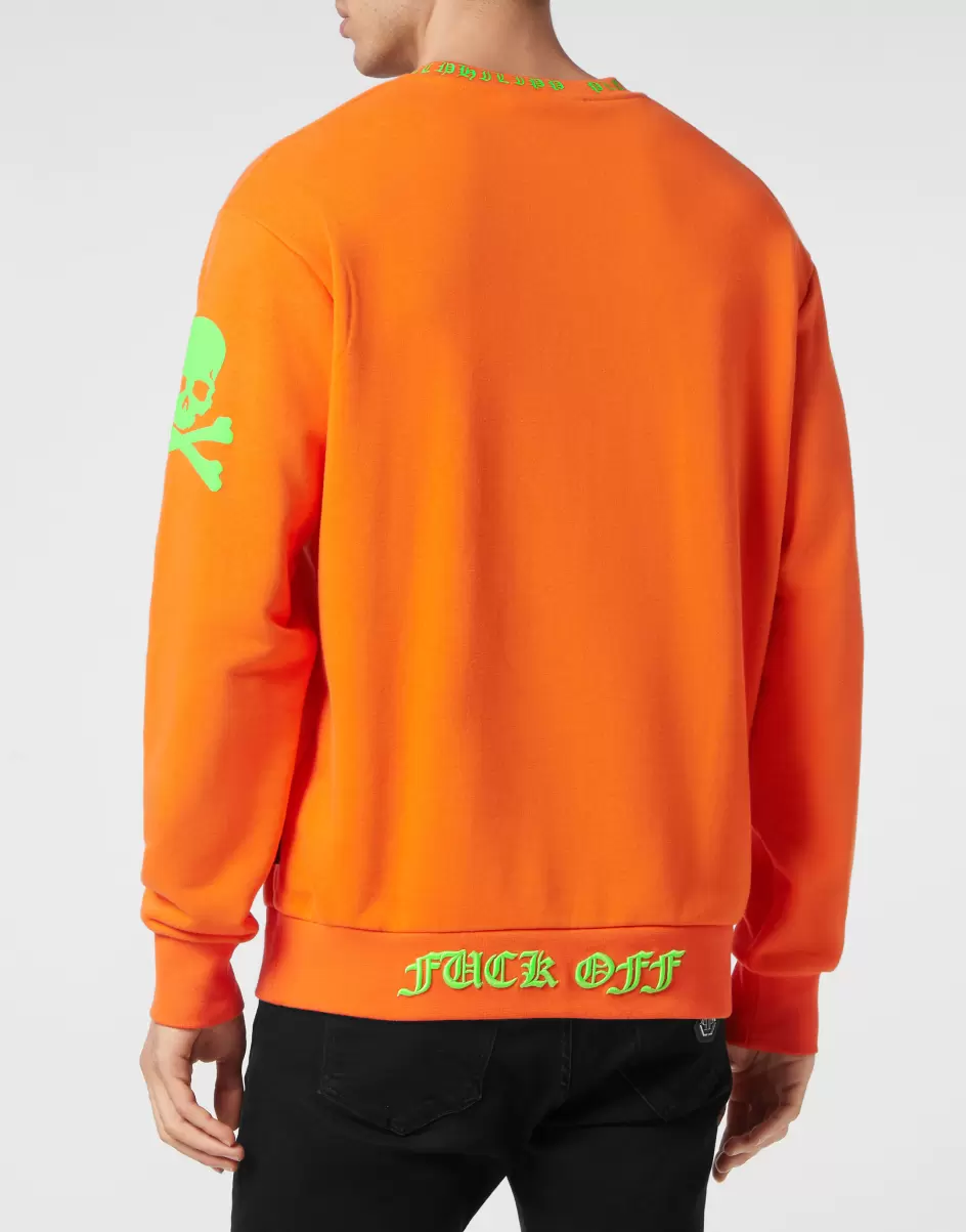Street Couture Sonderangebot Orange Fluo Sweatshirt Ls Skull&Bones Philipp Plein Herren - 2