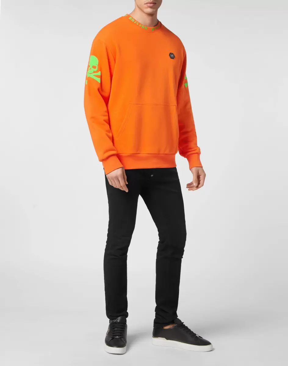 Street Couture Sonderangebot Orange Fluo Sweatshirt Ls Skull&Bones Philipp Plein Herren - 3