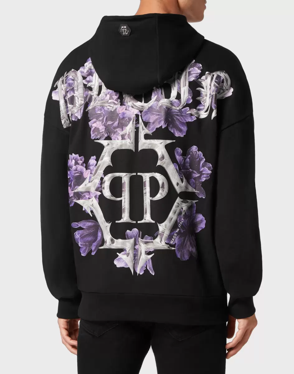 Herren Philipp Plein Komfort Street Couture Hoodie Sweatshirt Flowers Black - 2