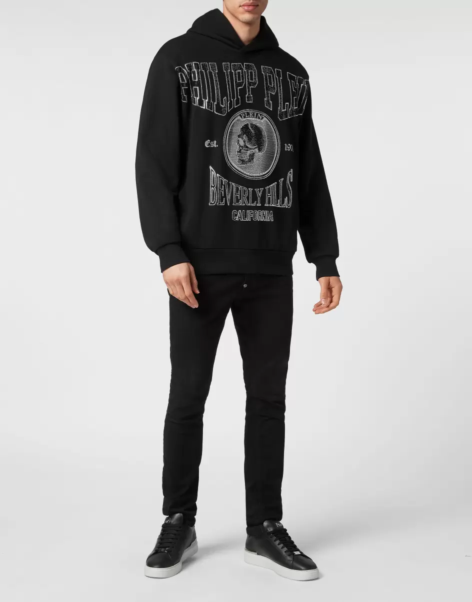 Black Hoodie Sweatshirt With Crystals Philipp Plein Preisniveau Street Couture Herren - 3
