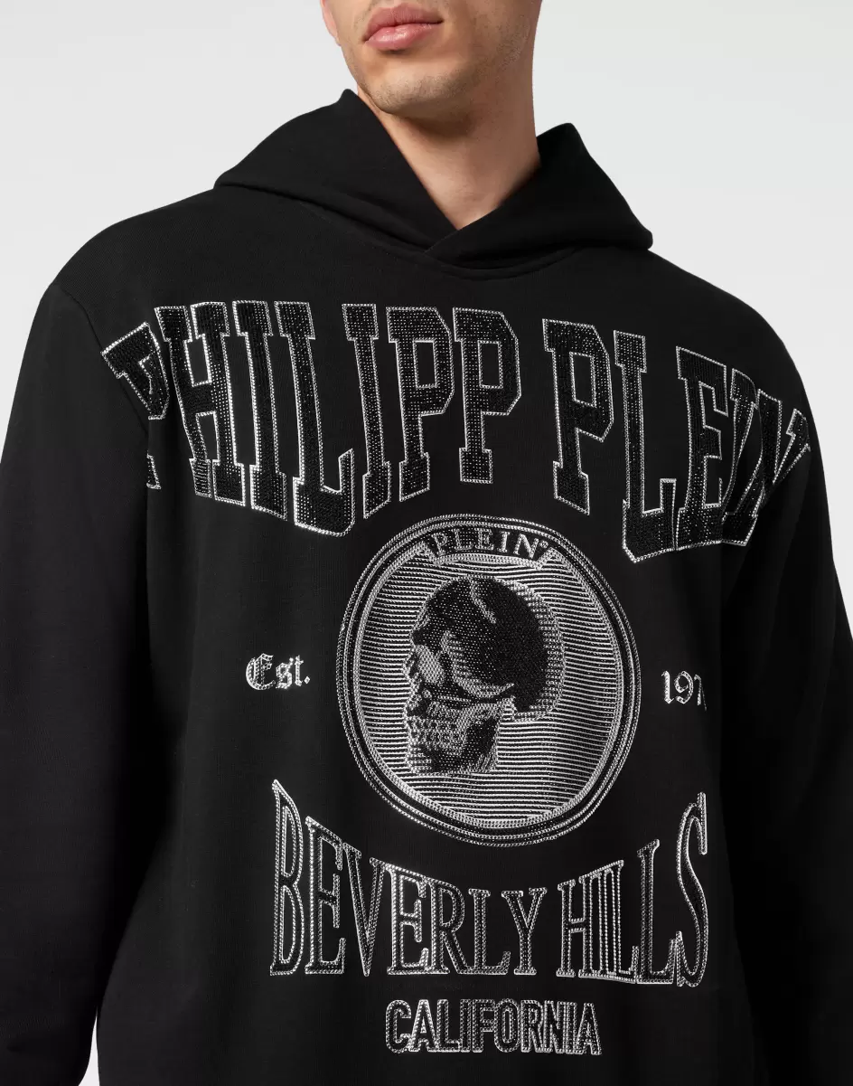 Black Hoodie Sweatshirt With Crystals Philipp Plein Preisniveau Street Couture Herren - 4