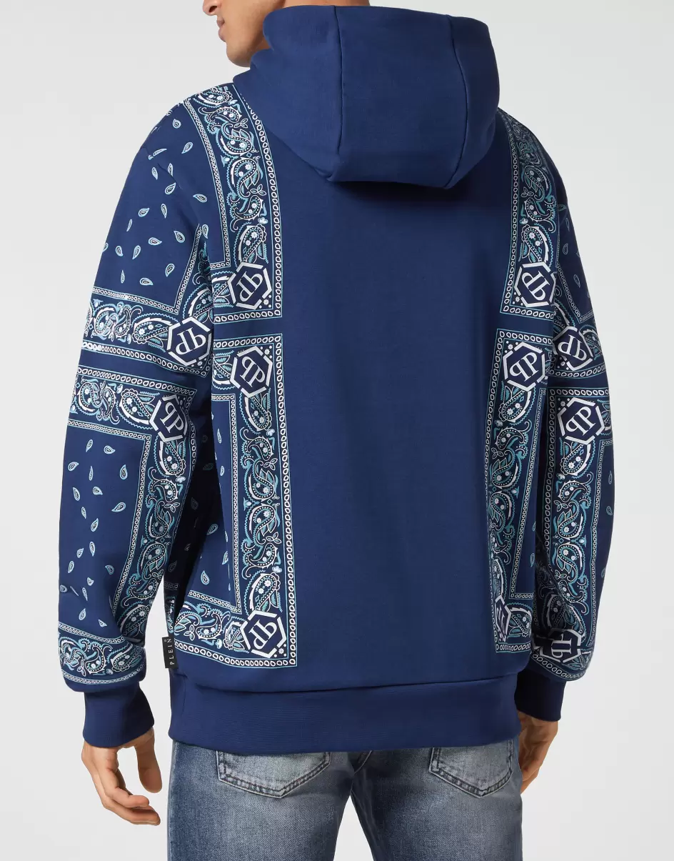 Dark Blue Philipp Plein Street Couture Ergonomie Herren Hoodie Sweatshirt Paisley Bandana - 2