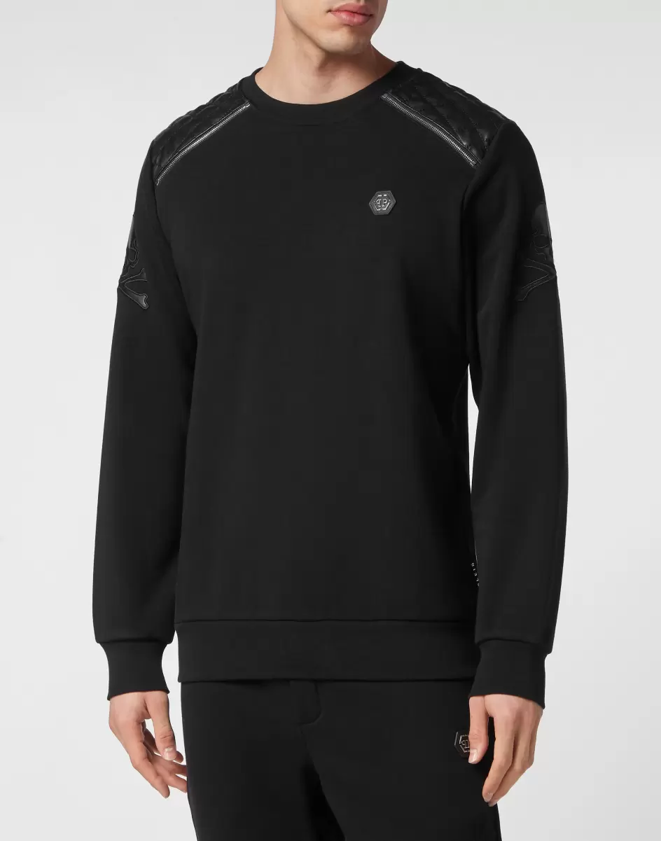 Herren Online-Shop Street Couture Zip Chain Sweatshirt Ls Gothic Plein Philipp Plein Black - 1