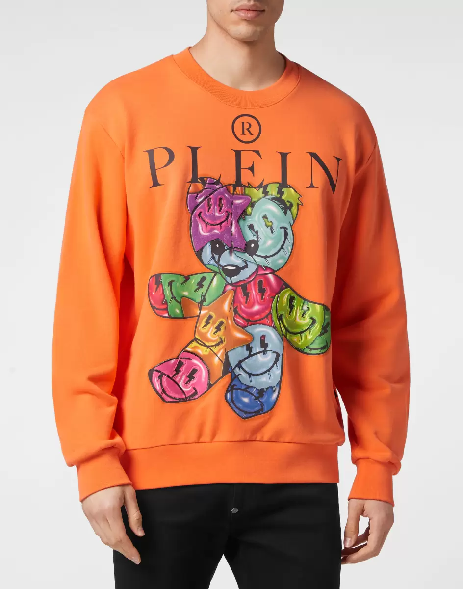 Sweatshirt Roundneck Teddy Bear Orange Street Couture Herren Rabattcode Philipp Plein - 1