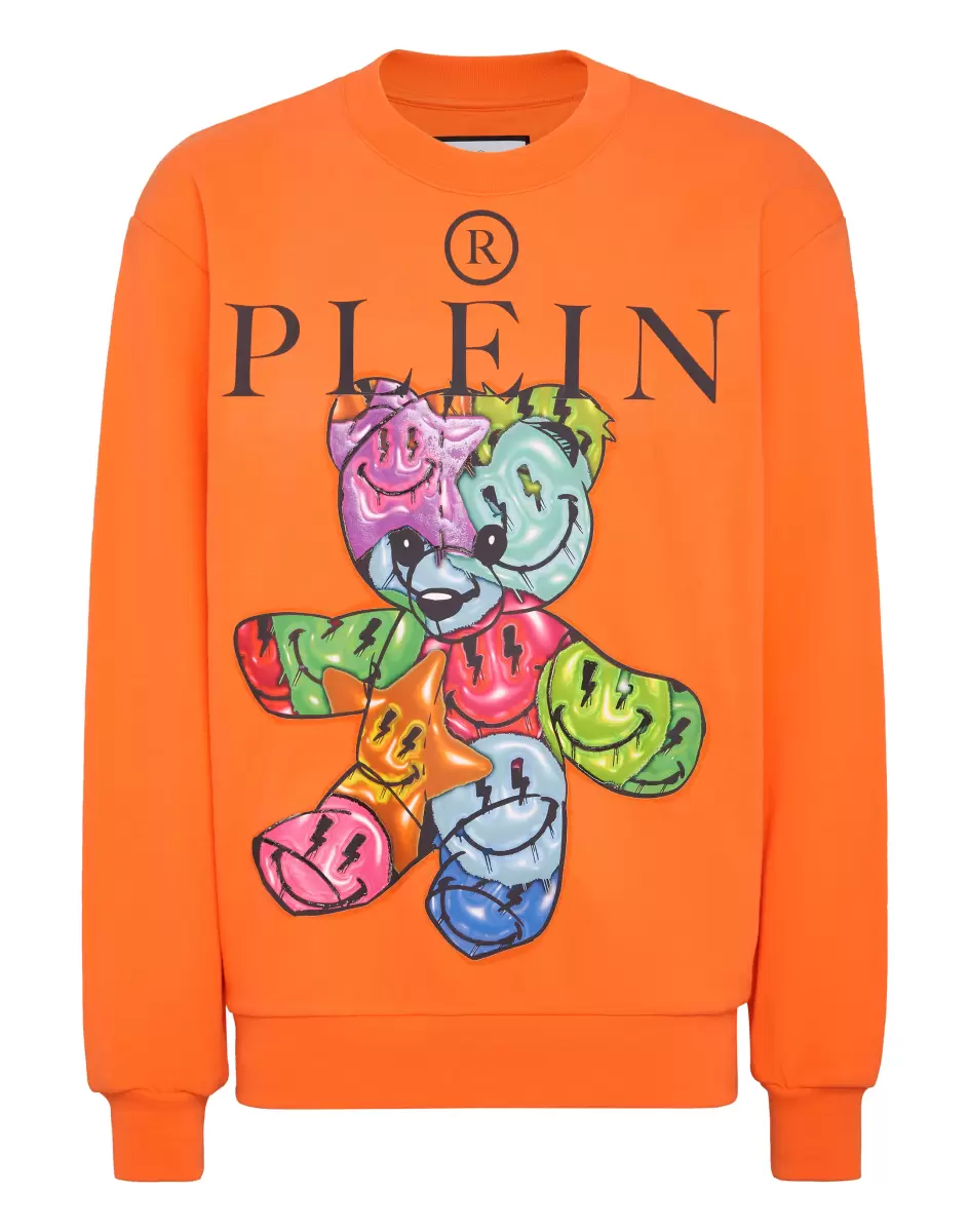 Sweatshirt Roundneck Teddy Bear Orange Street Couture Herren Rabattcode Philipp Plein