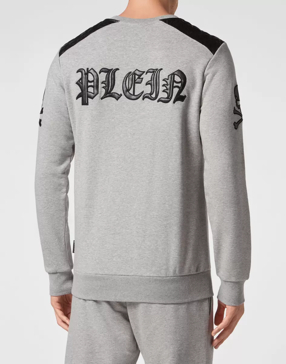 Herren Street Couture Vertrieb Philipp Plein Zip Chain Sweatshirt Ls Gothic Plein Grey - 2