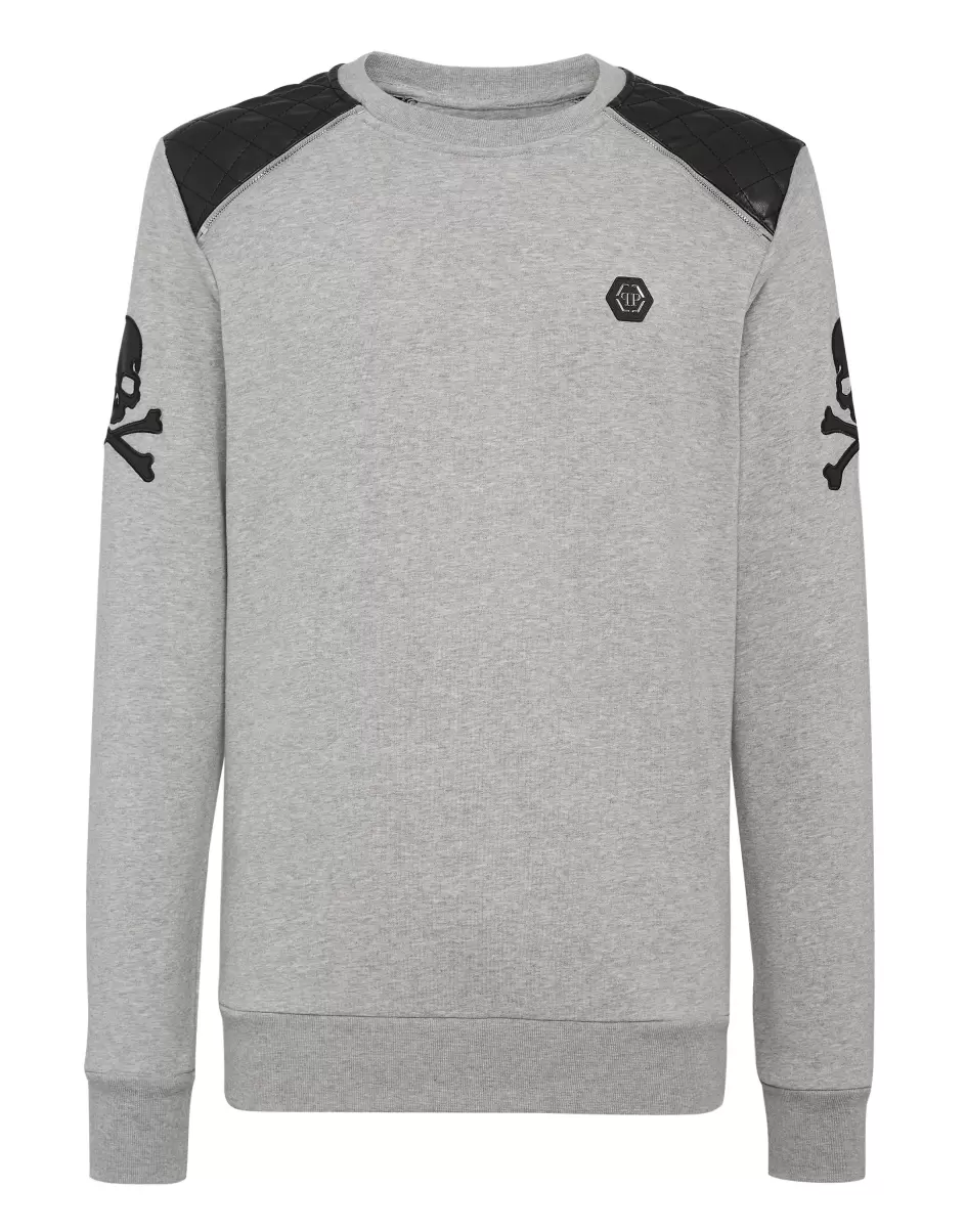 Herren Street Couture Vertrieb Philipp Plein Zip Chain Sweatshirt Ls Gothic Plein Grey