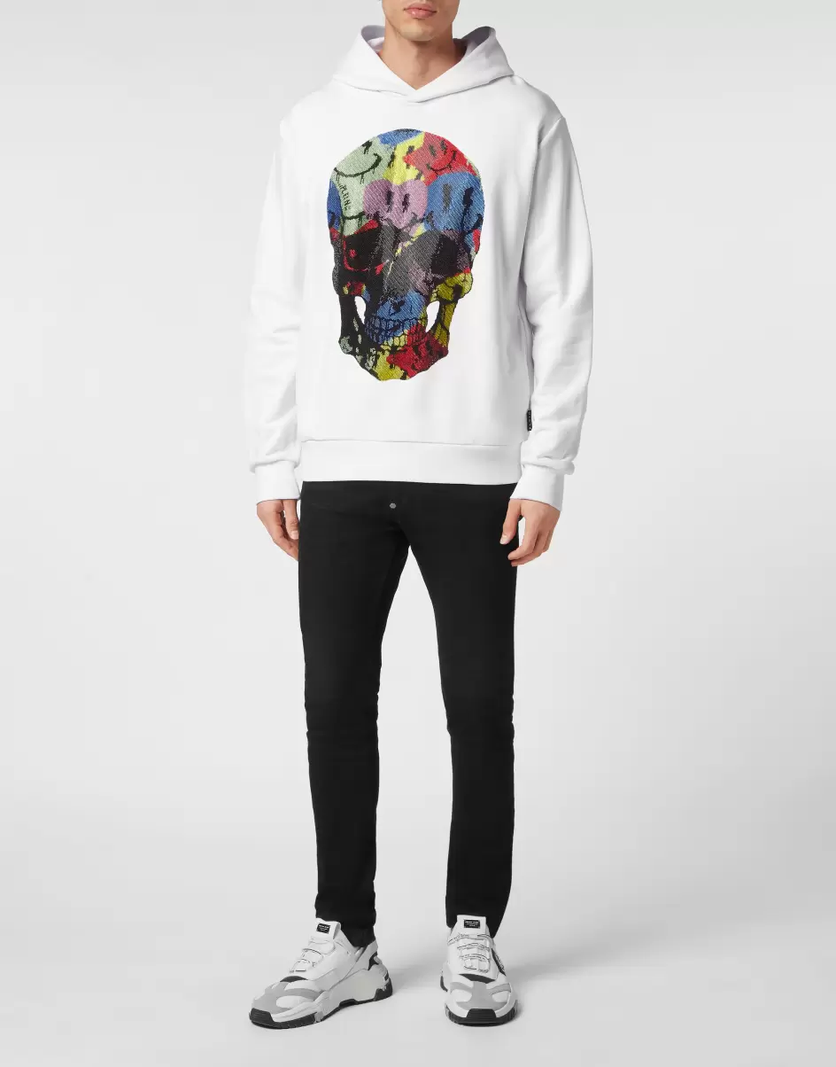 Produktstandard White Street Couture Hoodie Sweatshirt With Crystals Smile Herren Philipp Plein - 3
