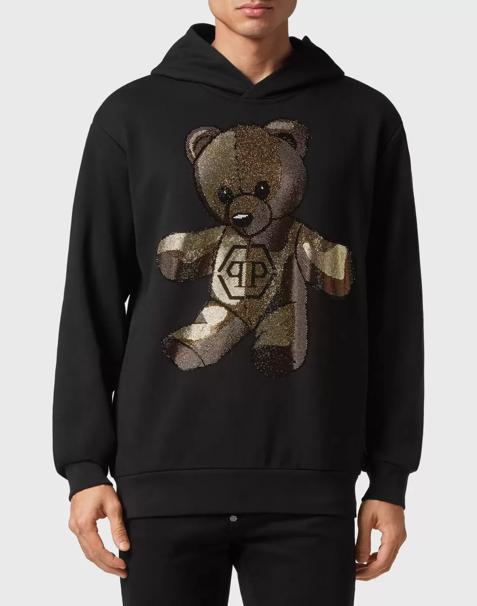 Pullover / Hoodies / Jacken Philipp Plein Rabatt Hoodie Sweatshirt Teddy Bear Black Herren - 1