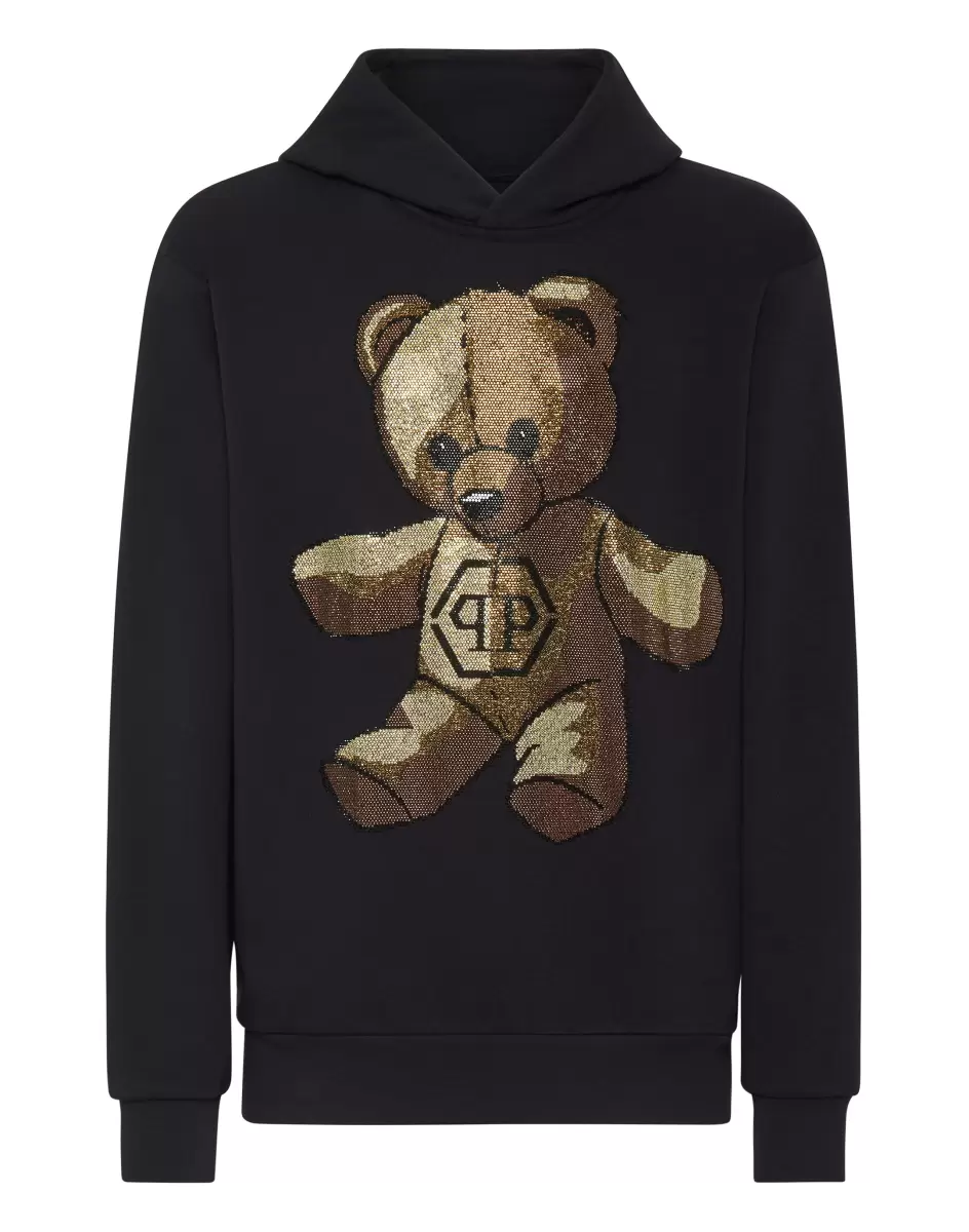 Pullover / Hoodies / Jacken Philipp Plein Rabatt Hoodie Sweatshirt Teddy Bear Black Herren