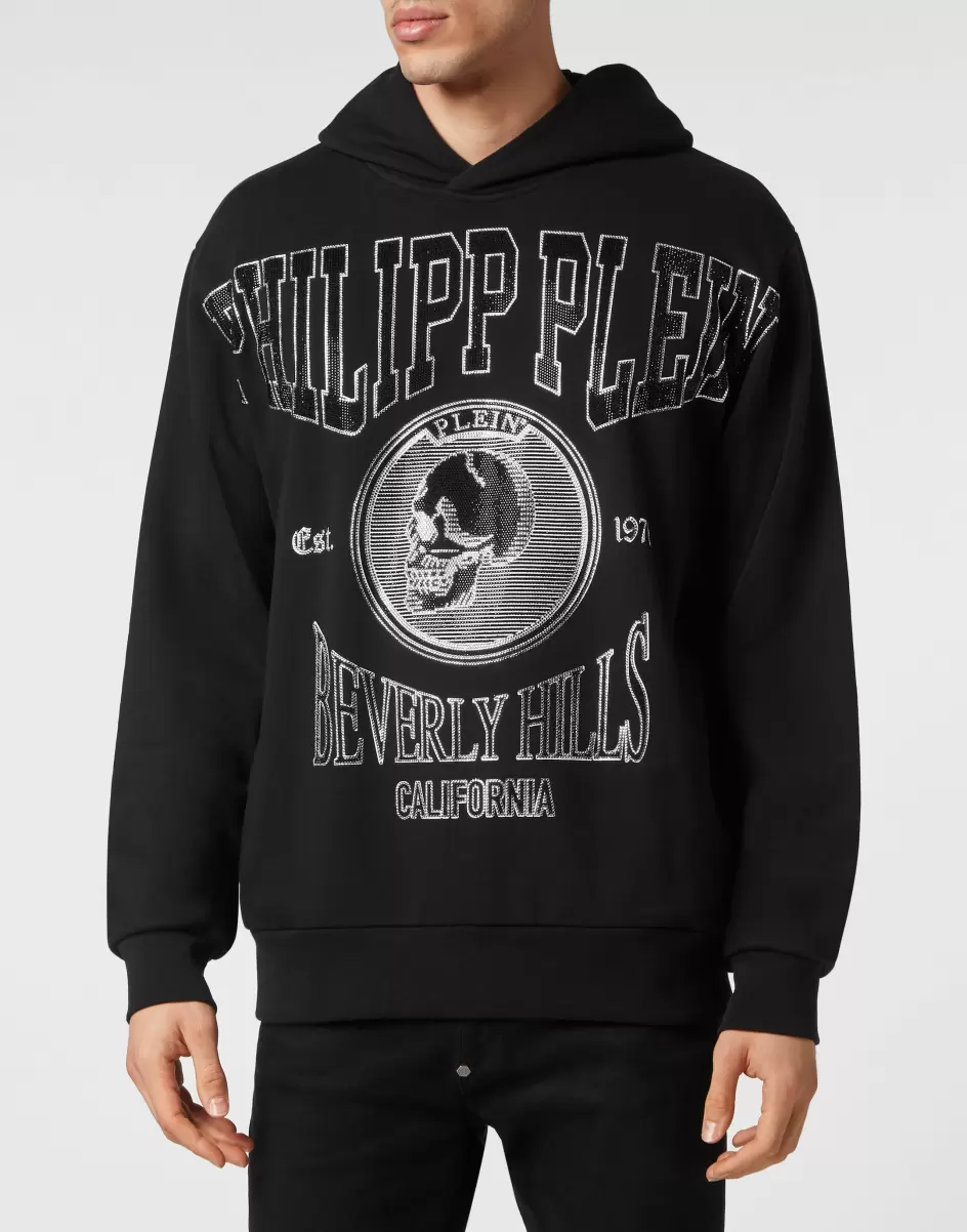 Pullover / Hoodies / Jacken Hoodie Sweatshirt With Crystals Online-Shop Philipp Plein Herren Black - 1
