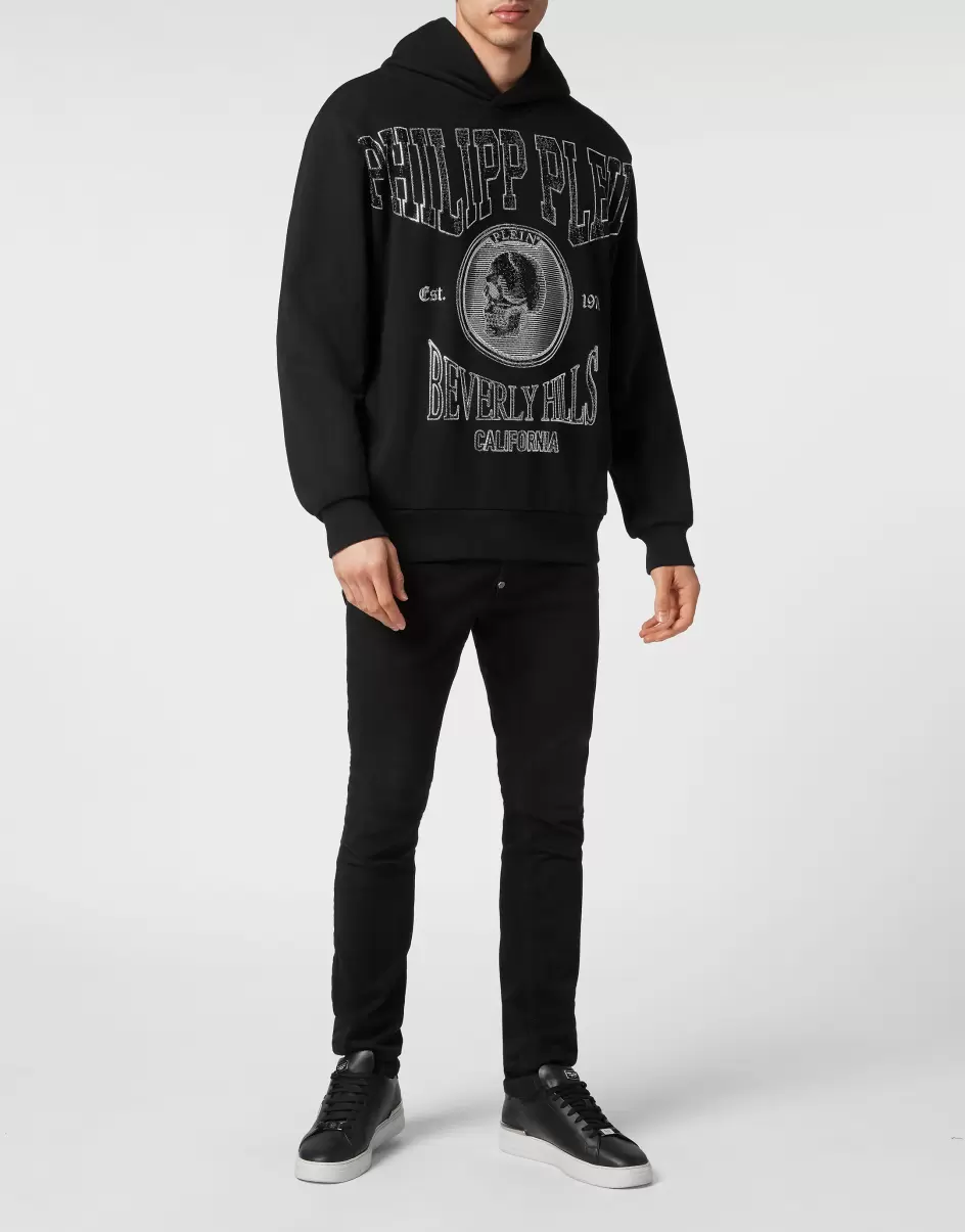 Pullover / Hoodies / Jacken Hoodie Sweatshirt With Crystals Online-Shop Philipp Plein Herren Black - 3