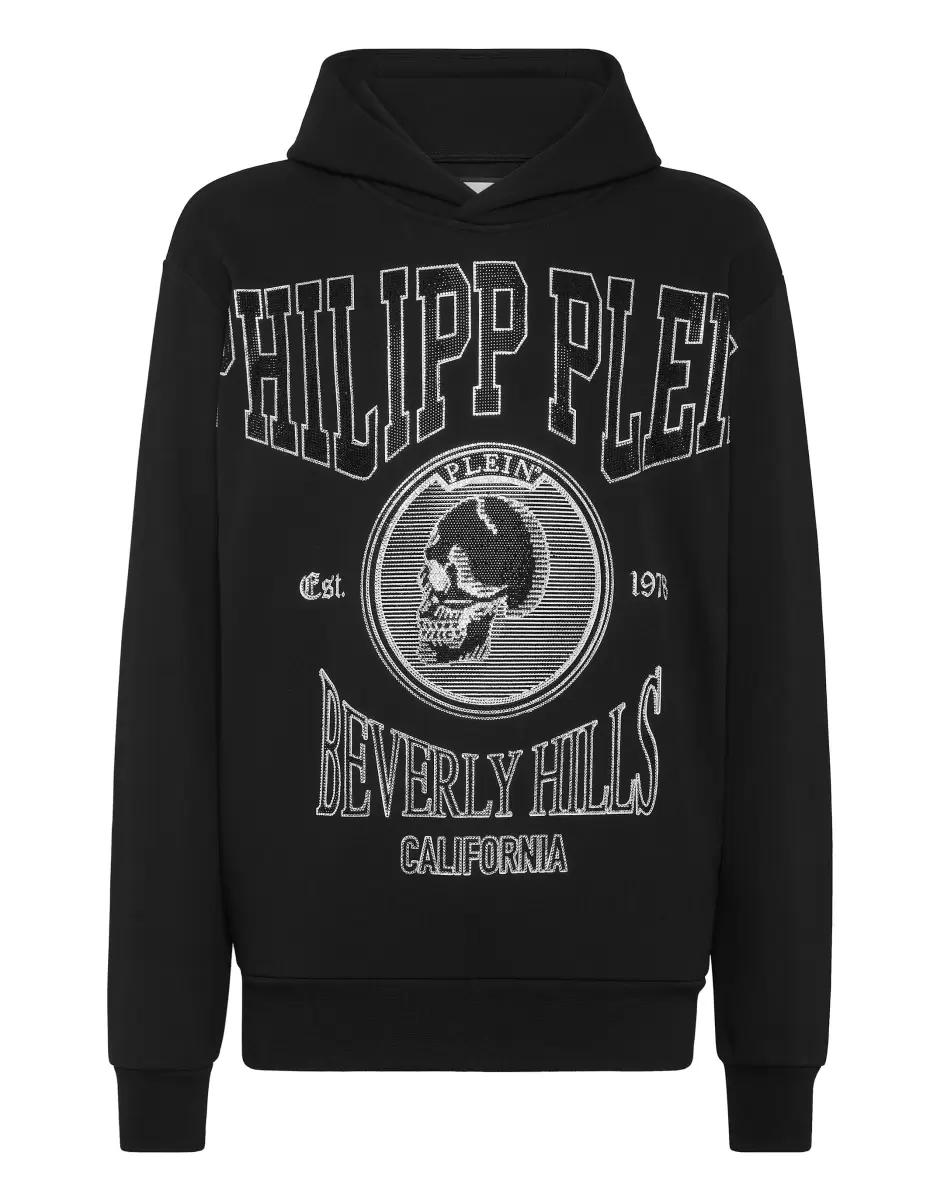 Pullover / Hoodies / Jacken Hoodie Sweatshirt With Crystals Online-Shop Philipp Plein Herren Black