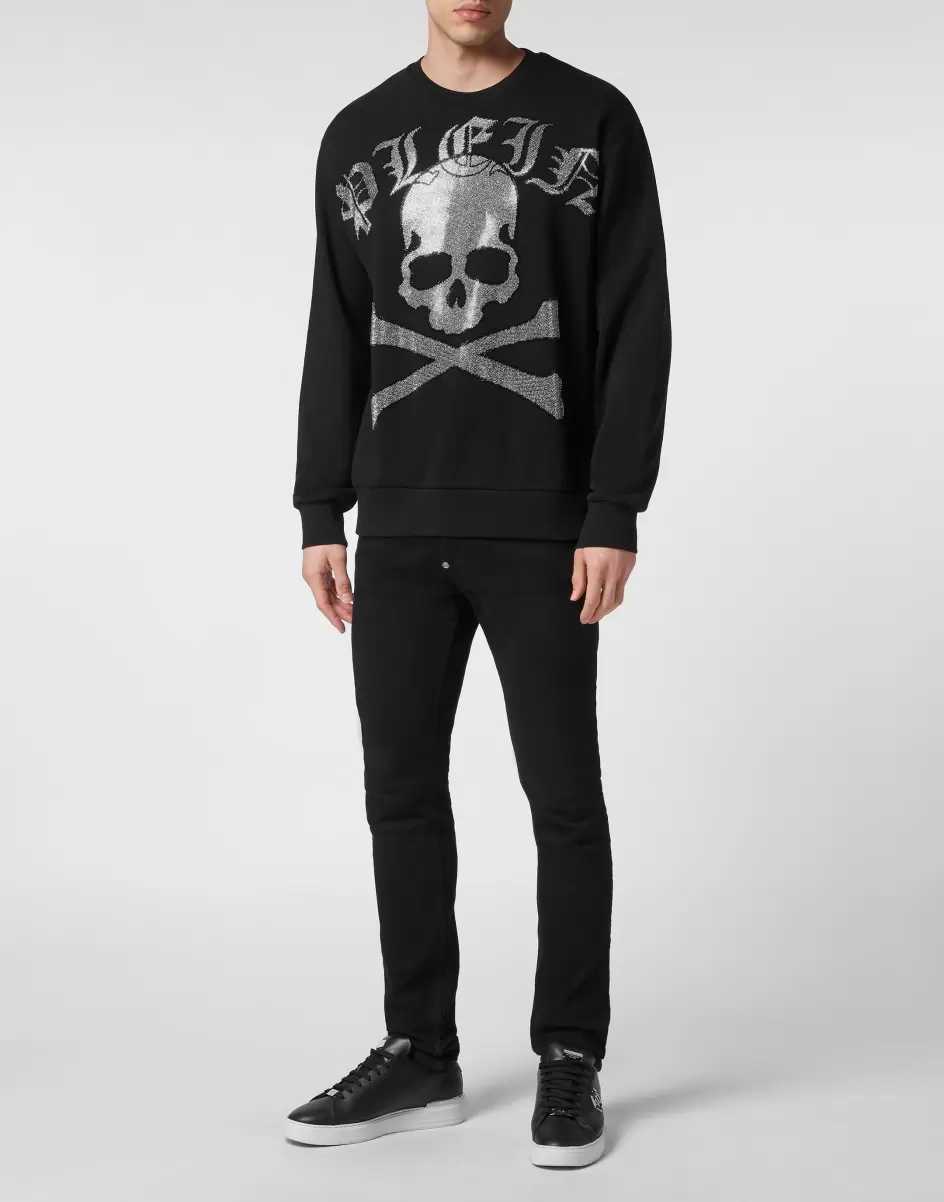 Sweatshirt Ls With Crystals Paisley Gothic Plein Philipp Plein Black / Dark Blue Herren Pullover / Hoodies / Jacken Rabattaktion - 3