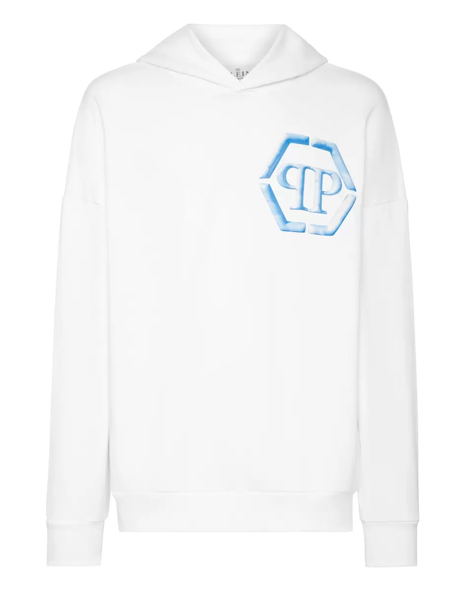 Herren Philipp Plein Hoodie Sweatshirt Hexagon Pullover / Hoodies / Jacken Zuverlässigkeit White