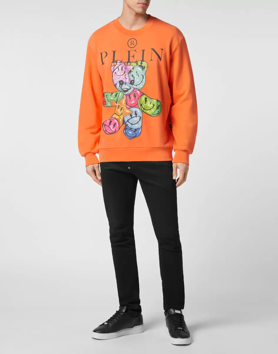 Pullover / Hoodies / Jacken Herren Orange Sweatshirt Roundneck Teddy Bear Mode Philipp Plein - 3