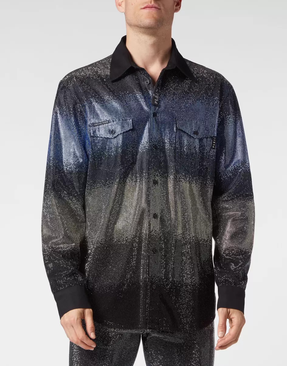 Philipp Plein Herren Marktpreis Denim Shirt Crystal Dark Night Hemden - 1