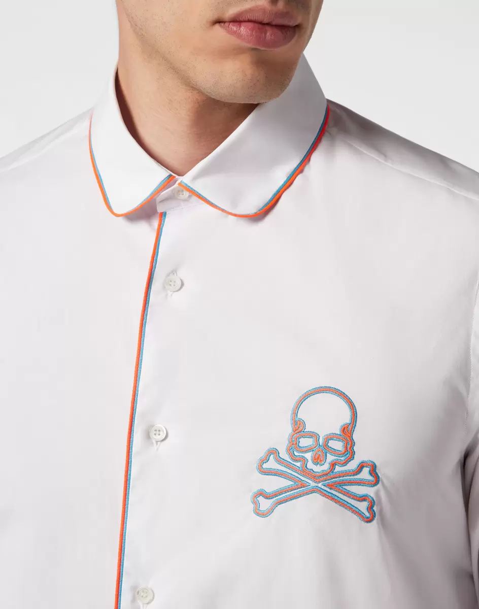 Rabatt Herren Philipp Plein Shirt Sugar Daddy Skull&Bones Hemden White / Orange - 4