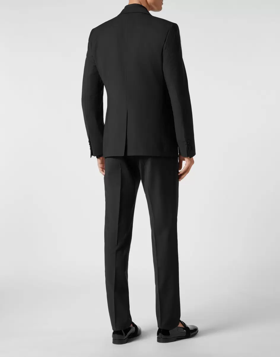 Robustheit Herren Light Wool Tuxedo Suit: Blazer/Gilet/Trousers Black Philipp Plein Sartorial - 2