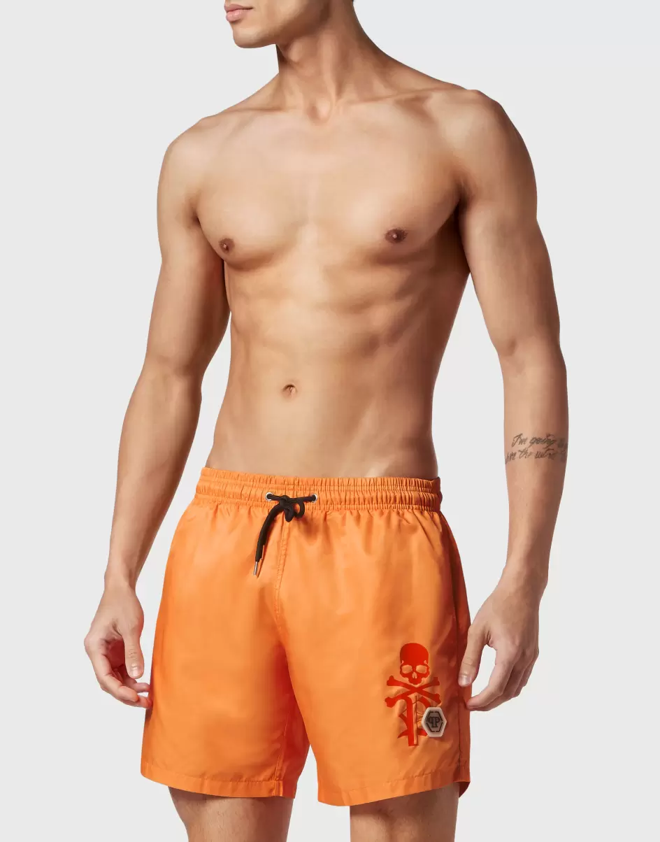 Badebekleidung Herren Swim-Trunks Skull&Bones Orange Preissenkung Philipp Plein - 1