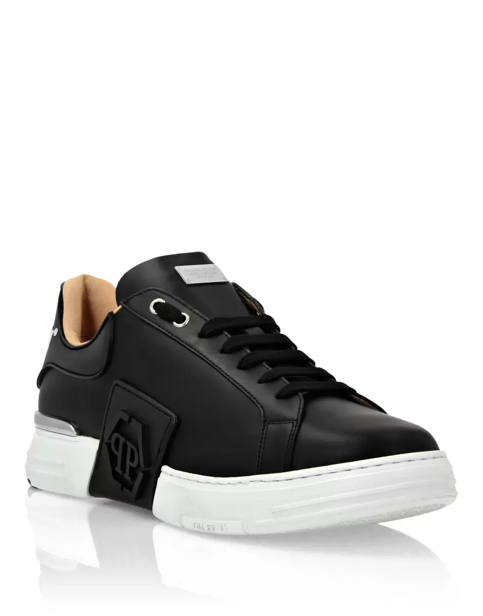 Low Top Sneakers Black / White Lo-Top Sneakers Phantom Kick$ Leather Hexagon Philipp Plein Herren Preisnachlass
