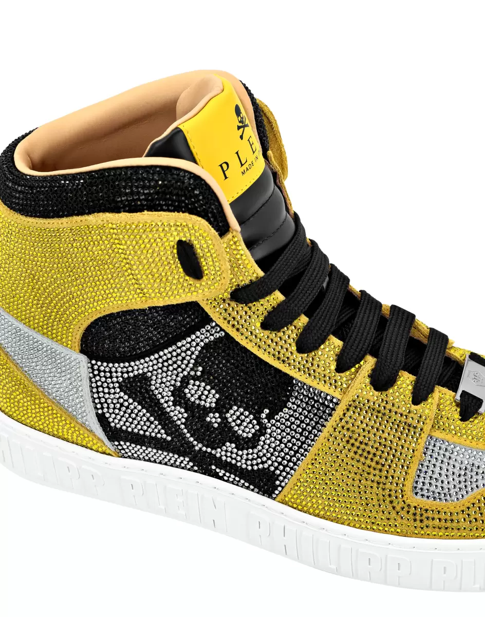 Notorious  Hi-Top With Crystals Herren High Top Sneakers Philipp Plein Aktionsrabatt Crystal+Yellow - 4