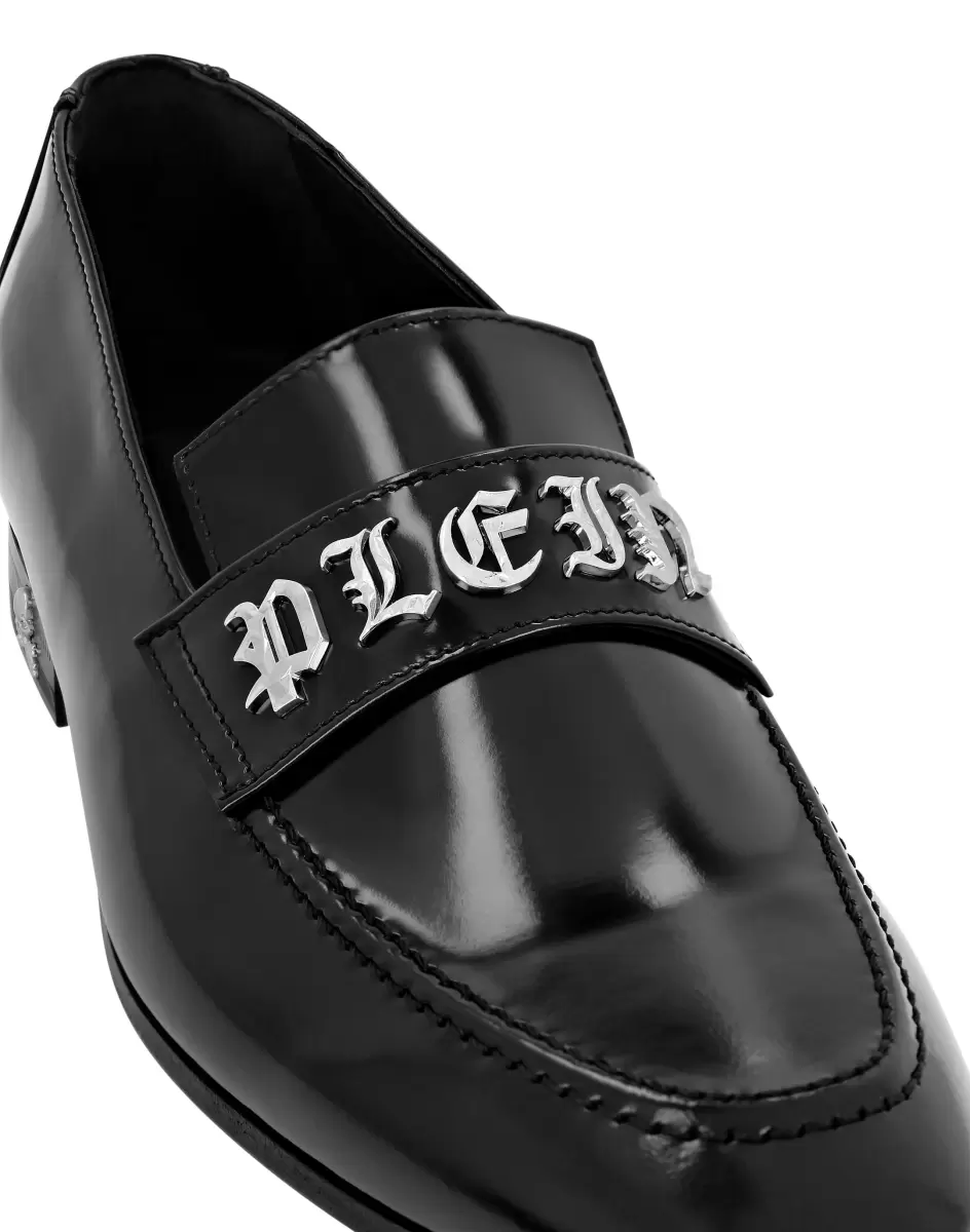 Herren Philipp Plein Loafers & Mokassins Black Leather Moccasin Gothic Plein 2024 - 3