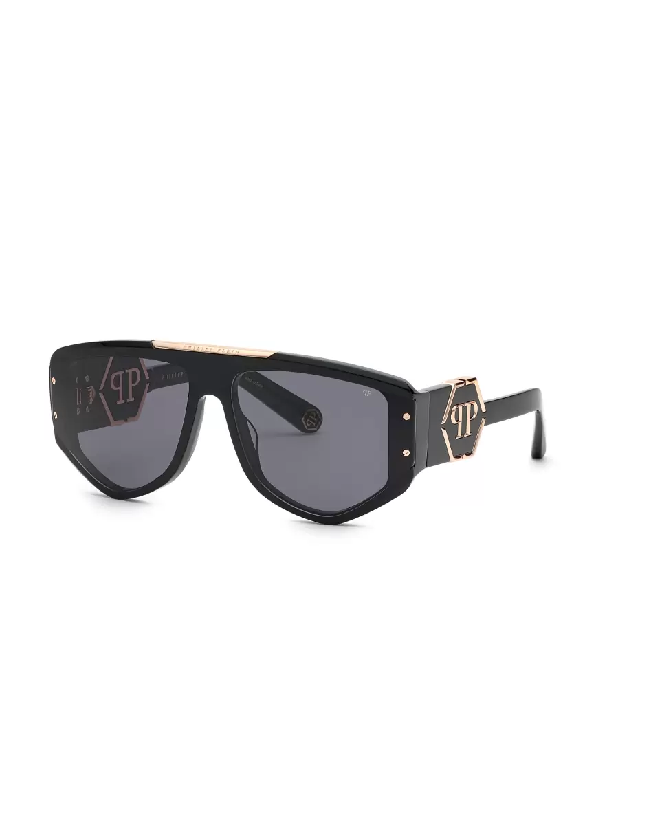 Philipp Plein Rabattcode Herren Sunglasses Rectangular Black / Gold Sonnenbrillen - 2