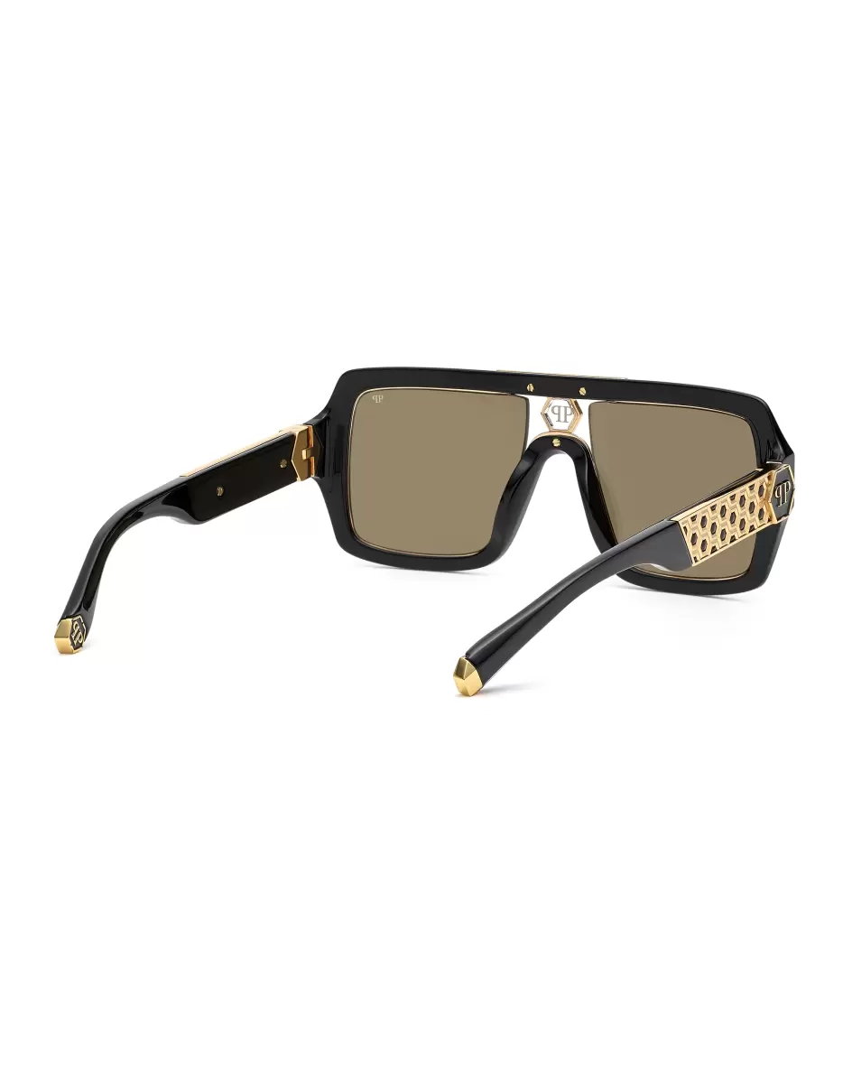 Philipp Plein Sunglasses Square Sonnenbrillen Black / Gold Herren Innovativ - 1