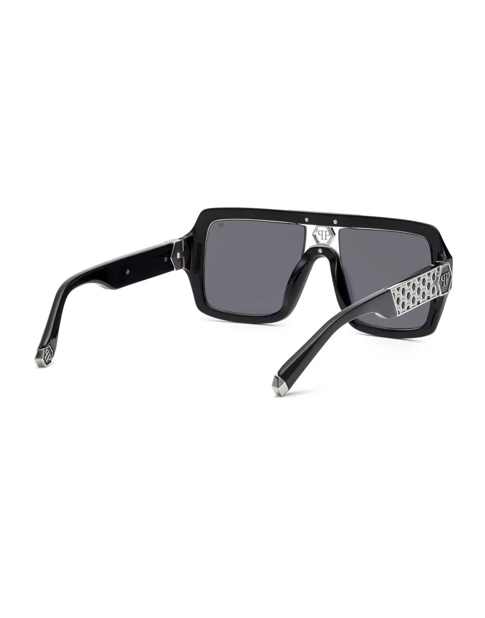 Black/Silver Sonnenbrillen Herren Philipp Plein Sunglasses Square Qualität - 1