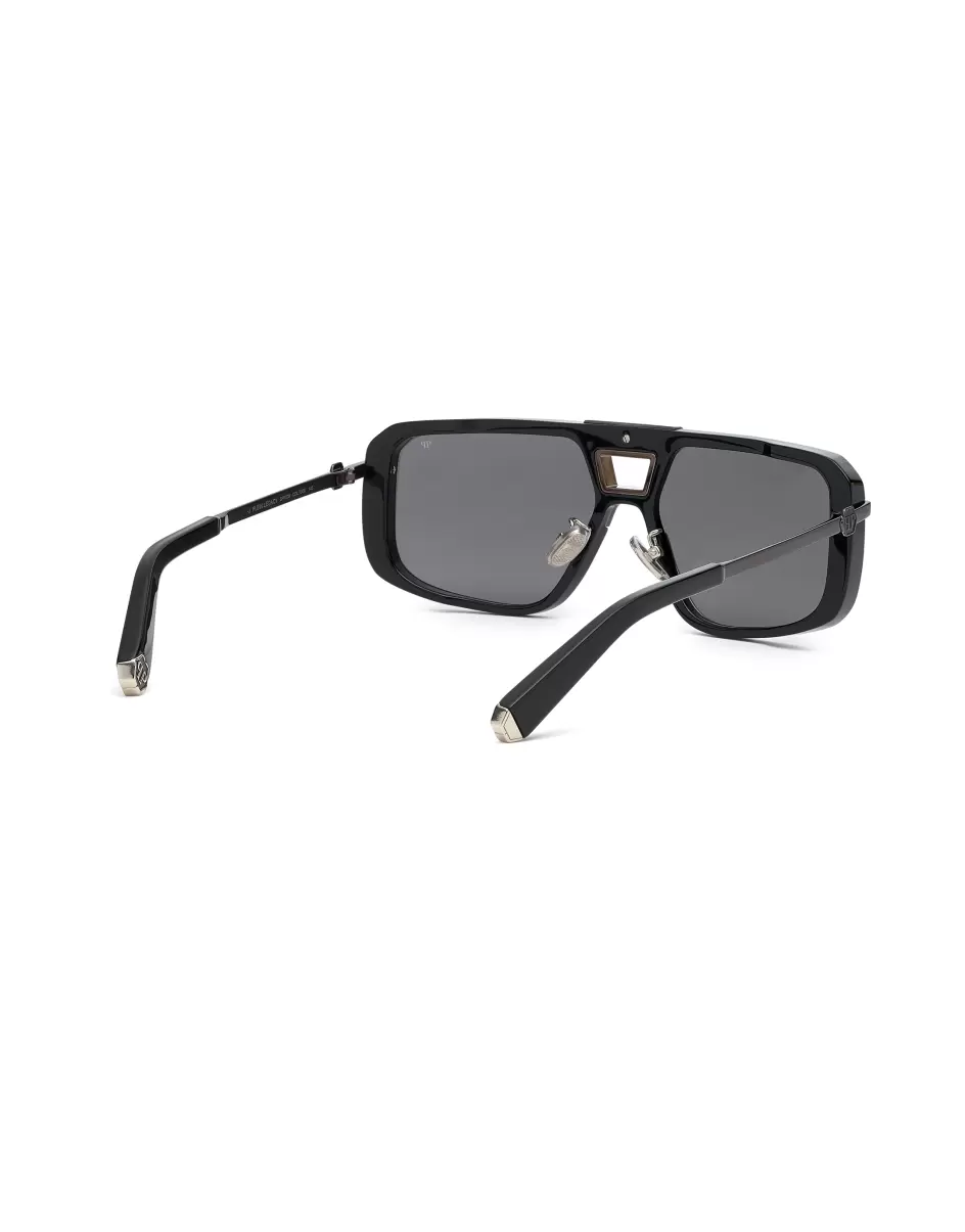 Herren Sonnenbrillen Preisniveau Philipp Plein Sunglasses Rectangular Plein Legacy + Nft Black / Gold - 1