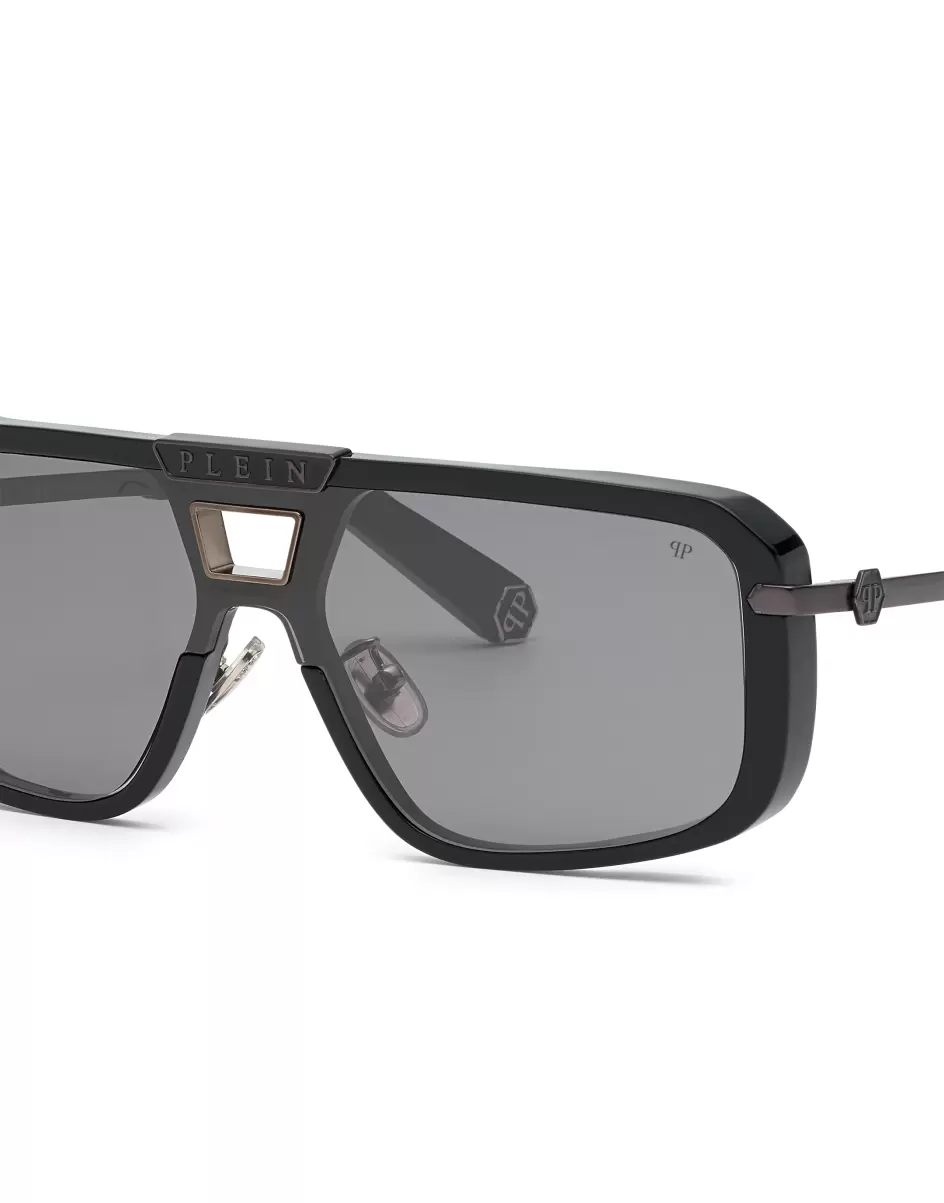Herren Sonnenbrillen Preisniveau Philipp Plein Sunglasses Rectangular Plein Legacy + Nft Black / Gold - 4