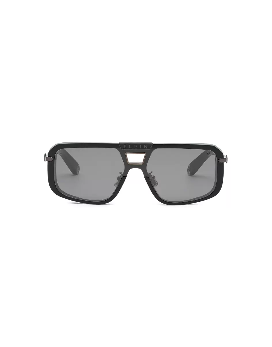 Herren Sonnenbrillen Preisniveau Philipp Plein Sunglasses Rectangular Plein Legacy + Nft Black / Gold