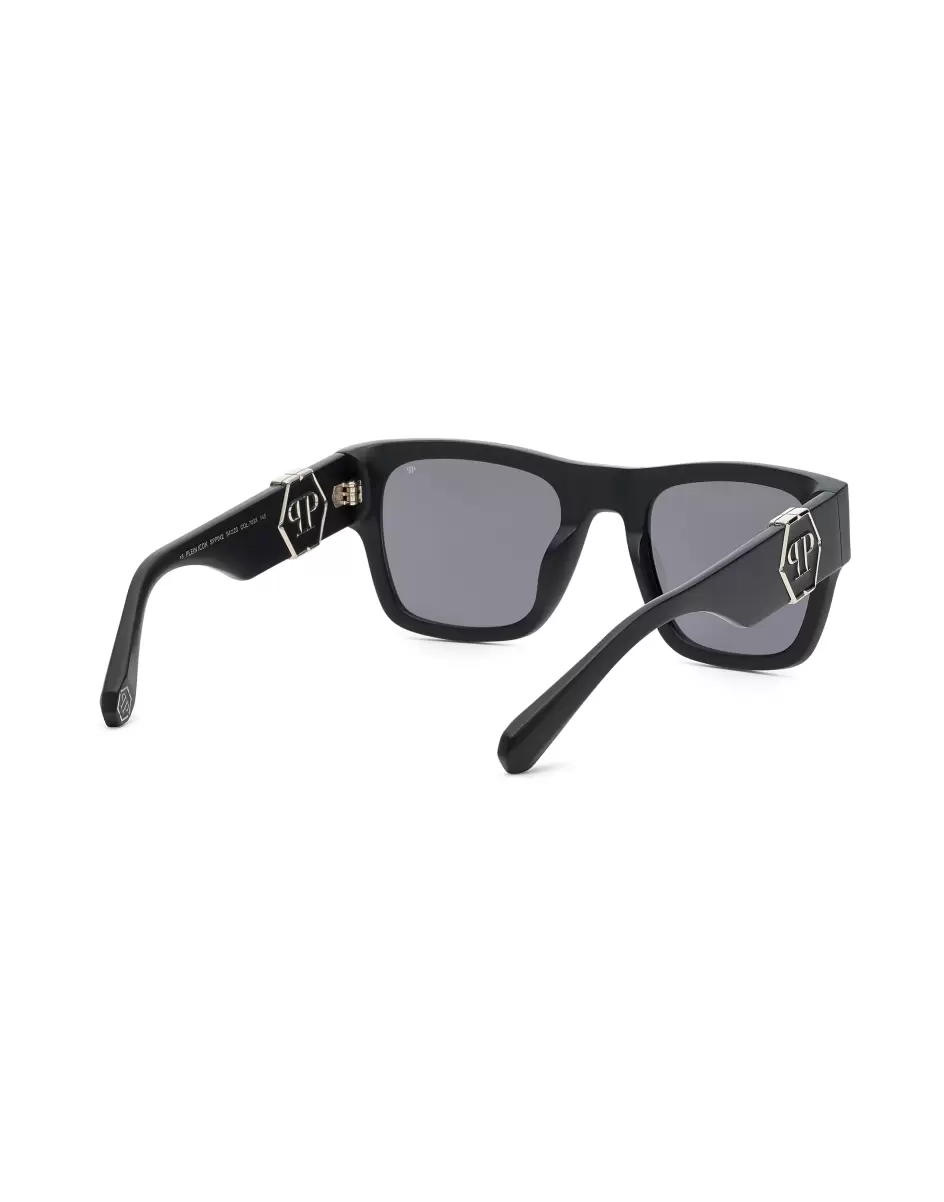 Sonnenbrillen Black/Silver Herren Sunglasses Square Plein Icon Hexagon Komfort Philipp Plein - 1