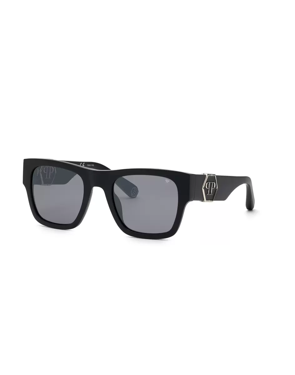 Sonnenbrillen Black/Silver Herren Sunglasses Square Plein Icon Hexagon Komfort Philipp Plein - 2